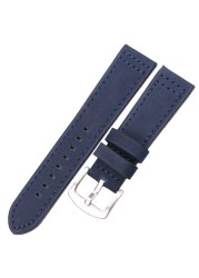 HENGRC Genuine Leather Watches Bracelet Black Blue Gray Brown Cowhide Watch Strap for Women Men 18 20mm 22mm 24mm Wrist Band