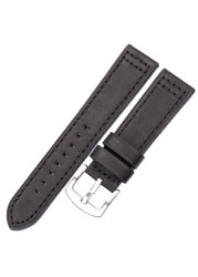 HENGRC Genuine Leather Watches Bracelet Black Blue Gray Brown Cowhide Watch Strap for Women Men 18 20mm 22mm 24mm Wrist Band