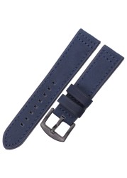 HENGRC Genuine Leather Watches Bracelet Black Blue Gray Brown Cowhide Watch Strap for Women Men 18 20mm 22mm 24mm Wrist Band