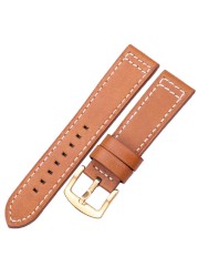 HENGRC Genuine Leather Watches Bracelet Black Blue Gray Brown Cowhide Watch Strap for Women Men 18 20mm 22mm 24mm Wrist Band