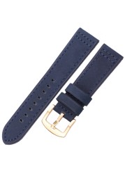 HENGRC Genuine Leather Watches Bracelet Black Blue Gray Brown Cowhide Watch Strap for Women Men 18 20mm 22mm 24mm Wrist Band