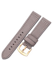 HENGRC Genuine Leather Watches Bracelet Black Blue Gray Brown Cowhide Watch Strap for Women Men 18 20mm 22mm 24mm Wrist Band