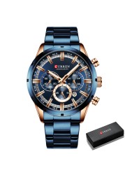 CURREN Men Watch Luxury Brand Sport Quartz Mens Watches Full Steel Waterproof Chronograph Wristwatch Men Relogio Masculino