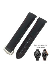 19mm 20mm 21mm 22mm Rubber Leather Watchband Fit For Omega Planet Ocean Seamaster Diver 300 Silicone Nylon Sports Watch Strap