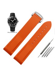 20mm 22mm Curved End Rubber Silicone Watch Bands For Omega Seamaster 300 Speedmaster Strap Brand Watchband Blue Black Orange