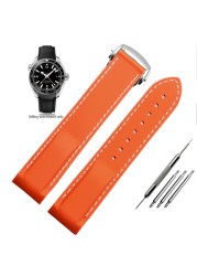 20mm 22mm Curved End Rubber Silicone Watch Bands For Omega Seamaster 300 Speedmaster Strap Brand Watchband Blue Black Orange