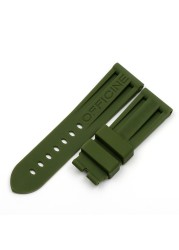 22mm 24mm 26mm Army Green Black Orange Blue Red White Rubber Silicone Whatchband Watch Band for Panerai Strap Belt Buckle