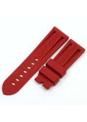 22mm 24mm 26mm Army Green Black Orange Blue Red White Rubber Silicone Whatchband Watch Band for Panerai Strap Belt Buckle