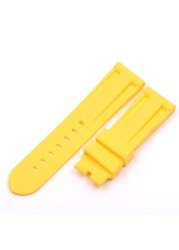 22mm 24mm 26mm Army Green Black Orange Blue Red White Rubber Silicone Whatchband Watch Band for Panerai Strap Belt Buckle