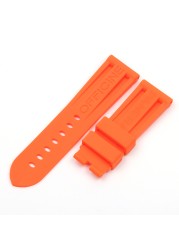 22mm 24mm 26mm Army Green Black Orange Blue Red White Rubber Silicone Whatchband Watch Band for Panerai Strap Belt Buckle