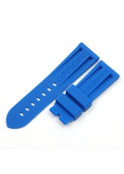 22mm 24mm 26mm Army Green Black Orange Blue Red White Rubber Silicone Whatchband Watch Band for Panerai Strap Belt Buckle