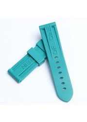 24mm Black Blue Red Orange Gray Purple Watch Band Silicone Rubber Watchband Fit For Panerai Strap Tools Pin Buckle Tools