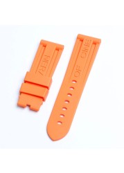 24mm Black Blue Red Orange Gray Purple Watch Band Silicone Rubber Watchband Fit For Panerai Strap Tools Pin Buckle Tools