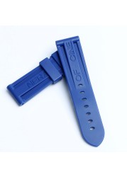 24mm Black Blue Red Orange Gray Purple Watch Band Silicone Rubber Watchband Fit For Panerai Strap Tools Pin Buckle Tools