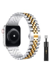 Metal strap compatible for apple watch 44mm 42mm 40mm 38mm men/women replacement stainless steel strap for iwatch 6 5 4 3 2 1 SE