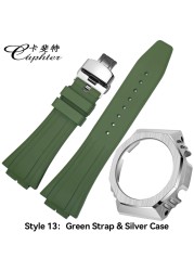 Casioak 1rd Fashion Kit for GA2100 Metal Watch Case Fluororobber Strap 316 Stainless Steel Bezel Rubber Band for GA 2100 2110