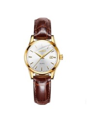 OLEVS-Women's Quartz Watches Casual Fashion Brown Leather Luminous Water Resistant Ladies Wrist Watch