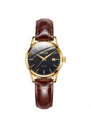 OLEVS-Women's Quartz Watches Casual Fashion Brown Leather Luminous Water Resistant Ladies Wrist Watch