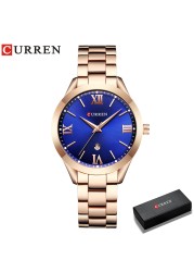 CURREN الذهب ساعة النساء الساعات السيدات 9007 الصلب المرأة ساعات يد ساعة الإناث Relogio Feminino Montre فام