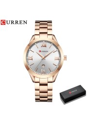 CURREN الذهب ساعة النساء الساعات السيدات 9007 الصلب المرأة ساعات يد ساعة الإناث Relogio Feminino Montre فام