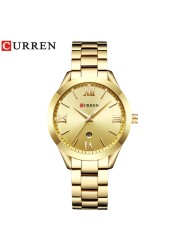 CURREN الذهب ساعة النساء الساعات السيدات 9007 الصلب المرأة ساعات يد ساعة الإناث Relogio Feminino Montre فام