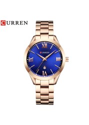 CURREN الذهب ساعة النساء الساعات السيدات 9007 الصلب المرأة ساعات يد ساعة الإناث Relogio Feminino Montre فام