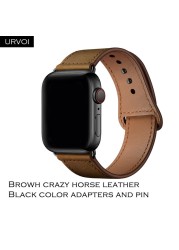 URVOI Band for Apple Watch Series 7 6 5 4 3 SE Sport Band Genuine Swift Leather Strap for iWatch Wrist Pin and Tuck Closure Handmade