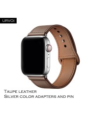 URVOI Band for Apple Watch Series 7 6 5 4 3 SE Sport Band Genuine Swift Leather Strap for iWatch Wrist Pin and Tuck Closure Handmade