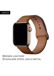 URVOI Band for Apple Watch Series 7 6 5 4 3 SE Sport Band Genuine Swift Leather Strap for iWatch Wrist Pin and Tuck Closure Handmade