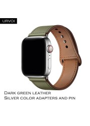 URVOI Band for Apple Watch Series 7 6 5 4 3 SE Sport Band Genuine Swift Leather Strap for iWatch Wrist Pin and Tuck Closure Handmade