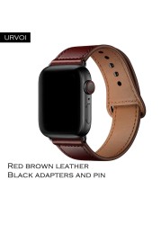 URVOI Band for Apple Watch Series 7 6 5 4 3 SE Sport Band Genuine Swift Leather Strap for iWatch Wrist Pin and Tuck Closure Handmade