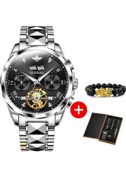 New luxury men automatic mechanical wristwatch tungsten steel watch top brand sapphire glass men watches reloj hombre