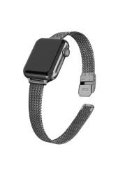 Small Waist Milanese Metal Strap for Apple Watch Band + Case 38mm 40mm 42mm 44mm Band Strap for iwatch Bracelet Series SE 76543