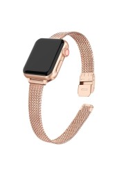 Small Waist Milanese Metal Strap for Apple Watch Band + Case 38mm 40mm 42mm 44mm Band Strap for iwatch Bracelet Series SE 76543