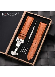 Remz Patterned - Genuine calfskin leather watch strap size 16, 17, 18, 19, 20, 21, 22, 23 and 24mm, with box and watch accessories