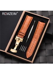 Remz Patterned - Genuine calfskin leather watch strap size 16, 17, 18, 19, 20, 21, 22, 23 and 24mm, with box and watch accessories