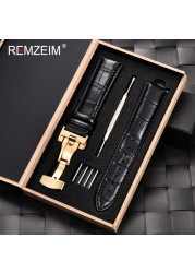 Remz Patterned - Genuine calfskin leather watch strap size 16, 17, 18, 19, 20, 21, 22, 23 and 24mm, with box and watch accessories