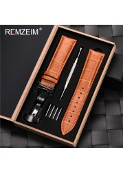 Remz Patterned - Genuine calfskin leather watch strap size 16, 17, 18, 19, 20, 21, 22, 23 and 24mm, with box and watch accessories