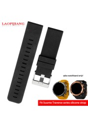 High quality waterproof rubber watchband fit suunto TRAVERSE Alpha series watch 24mm silicone straps with stainless steel clasp