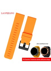 High quality waterproof rubber watchband fit suunto TRAVERSE Alpha series watch 24mm silicone straps with stainless steel clasp