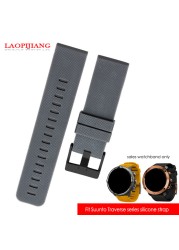 High quality waterproof rubber watchband fit suunto TRAVERSE Alpha series watch 24mm silicone straps with stainless steel clasp