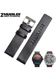 Diesel Watch Cowhide Leather Strap , Fit Strap DZ7312 | DZ4323 | DZ7257 with stainless steel pin clip 24 26 27 28 30mm