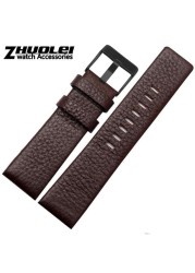 Diesel Watch Cowhide Leather Strap , Fit Strap DZ7312 | DZ4323 | DZ7257 with stainless steel pin clip 24 26 27 28 30mm