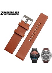 Diesel Watch Cowhide Leather Strap , Fit Strap DZ7312 | DZ4323 | DZ7257 with stainless steel pin clip 24 26 27 28 30mm