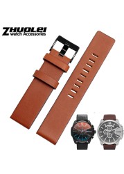 Diesel Watch Cowhide Leather Strap , Fit Strap DZ7312 | DZ4323 | DZ7257 with stainless steel pin clip 24 26 27 28 30mm