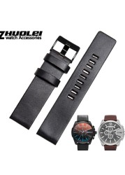 Diesel Watch Cowhide Leather Strap , Fit Strap DZ7312 | DZ4323 | DZ7257 with stainless steel pin clip 24 26 27 28 30mm