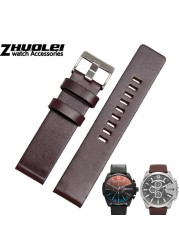 Diesel Watch Cowhide Leather Strap , Fit Strap DZ7312 | DZ4323 | DZ7257 with stainless steel pin clip 24 26 27 28 30mm