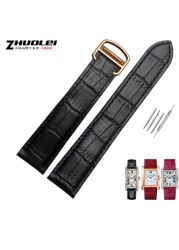 Genuine leather watch strap, high quality, black, brown, with folding tank buckle, 16 17 18 20 22 23 24 25 mm straps