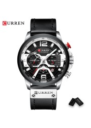 CURREN Casual Sport Watch Blue Watch Men Luxury Military Leather Wrist Watch Man Watch Fashion Chronograph Relogio Masculino