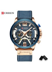 CURREN Casual Sport Watch Blue Watch Men Luxury Military Leather Wrist Watch Man Watch Fashion Chronograph Relogio Masculino